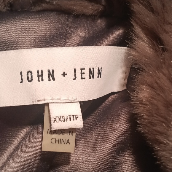 John + Jenn Plush Olive  Faux Fur Jacket XXS - Picture 7 of 7